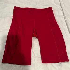 Lululemon Fast and Free High Rise Shorts-Red-Size 8